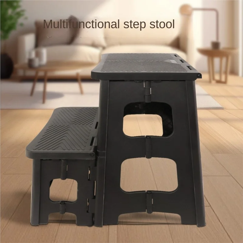 Household Foldable Stool Two-step Household Plastic Climbing Step Low Foot Pedal Folding Stool High And Low Ladder Stool
