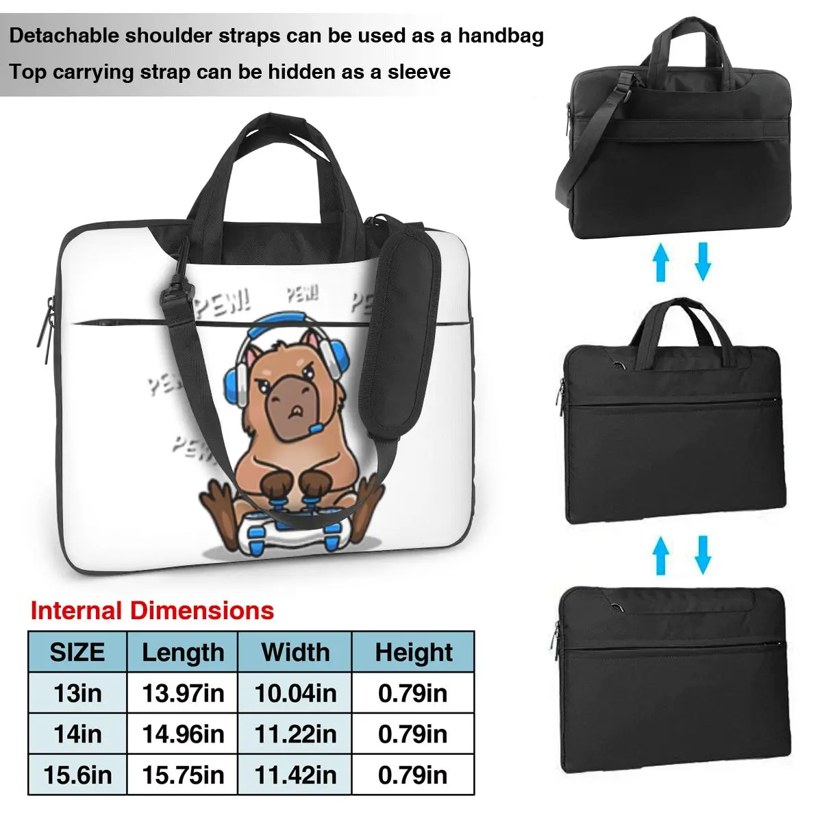 Capybara Laptop Bag Shockproof Case Computer Bag 13 14 15.6 Inch Crossbody Notebook Pouch For Macbook Pro Air