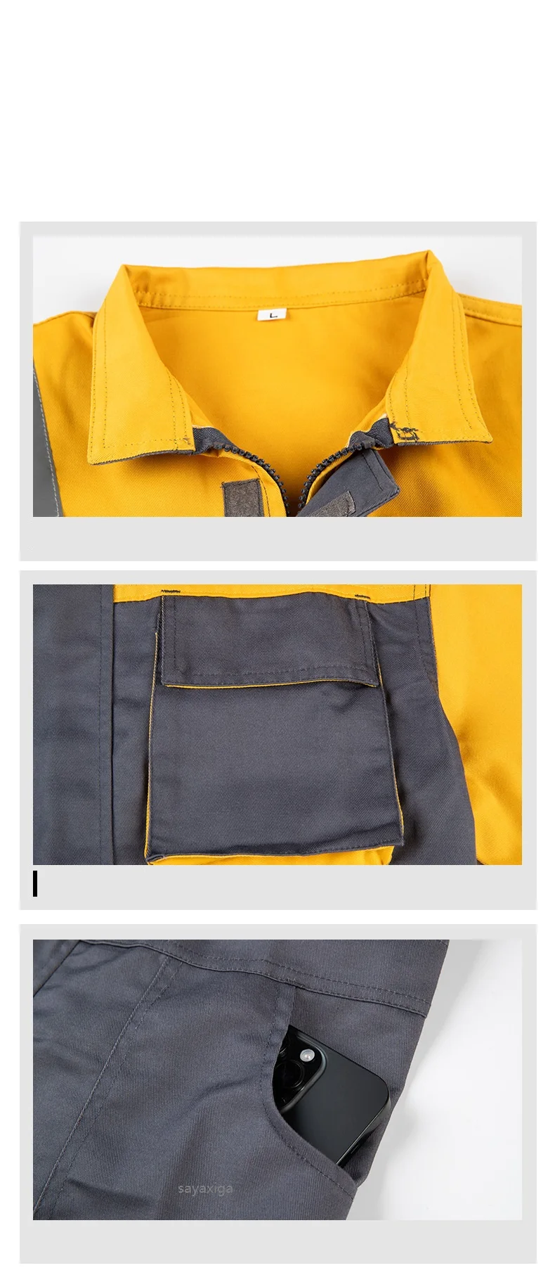 ورشة عمل ملابس العمل المقاومة للاهتراء Hi Vis بدلة عامة لمصلح السيارات بجيوب متعددة ملابس واقية لموقع البناء