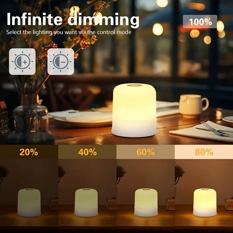 Touch Night Light Rechargeable Remote Control Night Light RGB Dimmable Table Lamp Ambient Light for Bedroom Living Room