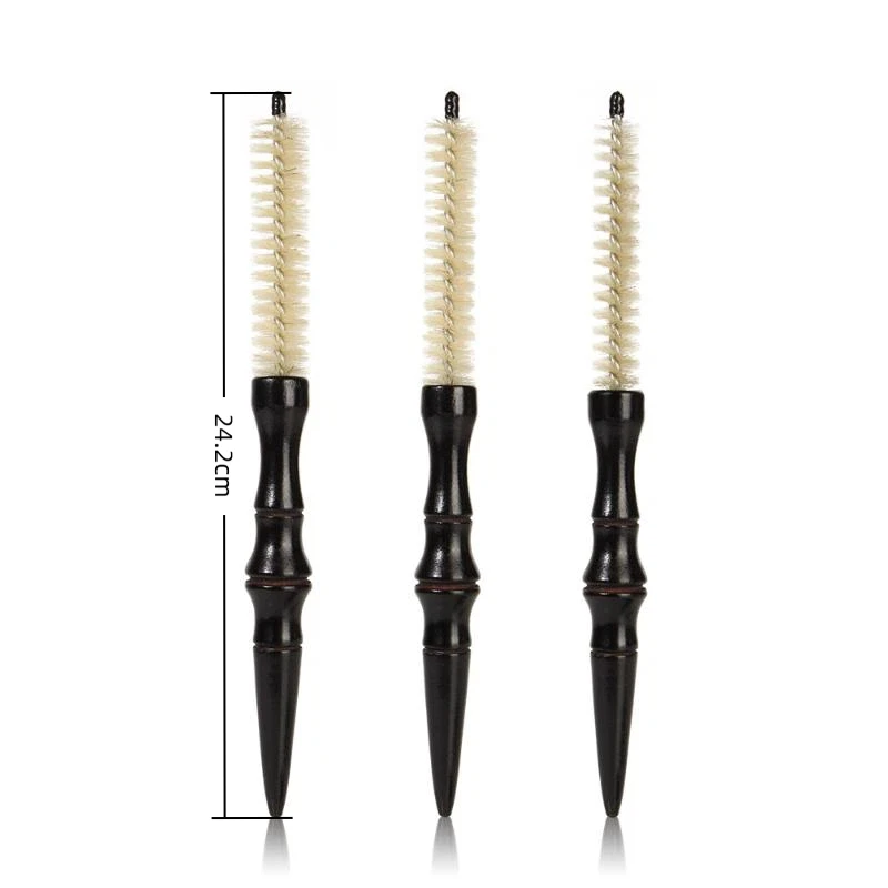(N) Mini Curling Comb Hair Salon Hairstyle Multi-functional Small Portable Round Wooden Roller Styling Beard Care Tool
