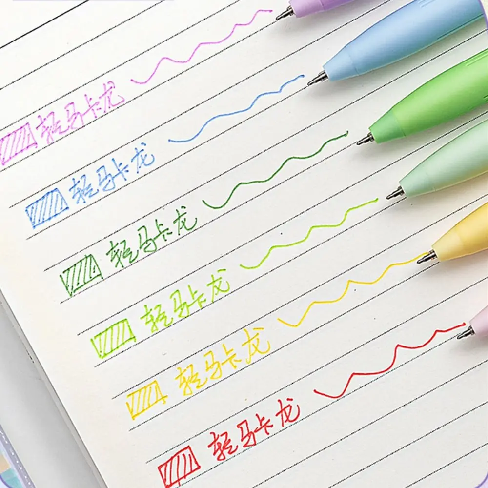 

6Colors/Set Press Type Color Gel Pen Color Ink 0.5mm ST Tip Ballpoint Pen Macaron/Morandi/Retro Color Neutral Pen Students Gift