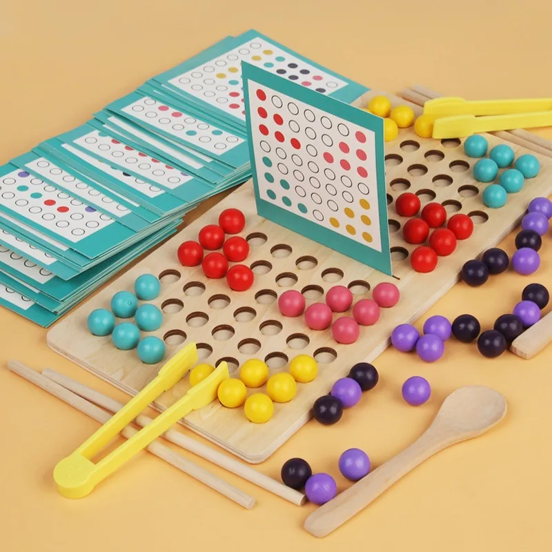 

Bead match two-player game parent-child interactive early childhood education table focus training educational wooden toy