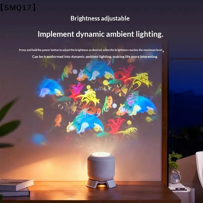 LED Ocean Projector Light, 360° Rotating Dynamic Night Light USB Ambient Light Decorative Lighting For Game,Living Room【SMQ】