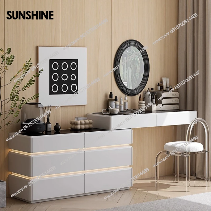 Italian simple with ambient light bedroom bedside cabinet storage dressing table