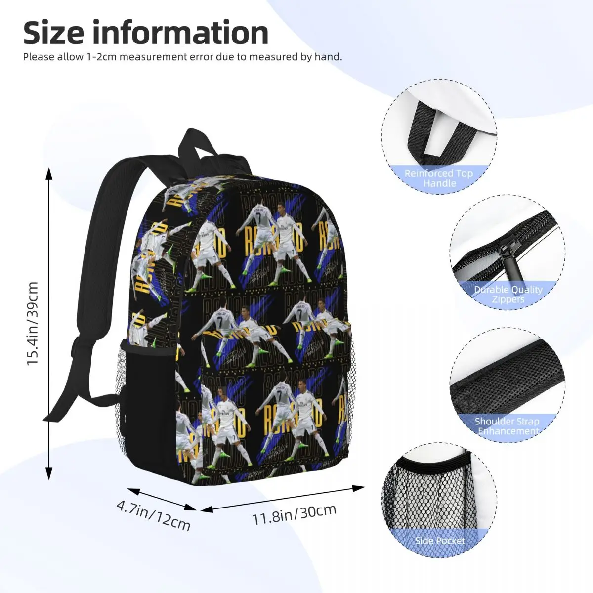 Cristiano Ronaldo Suuiii! Backpack Student Boys Girls BookBag Men Women School Bag Laptop Shoulder Bags