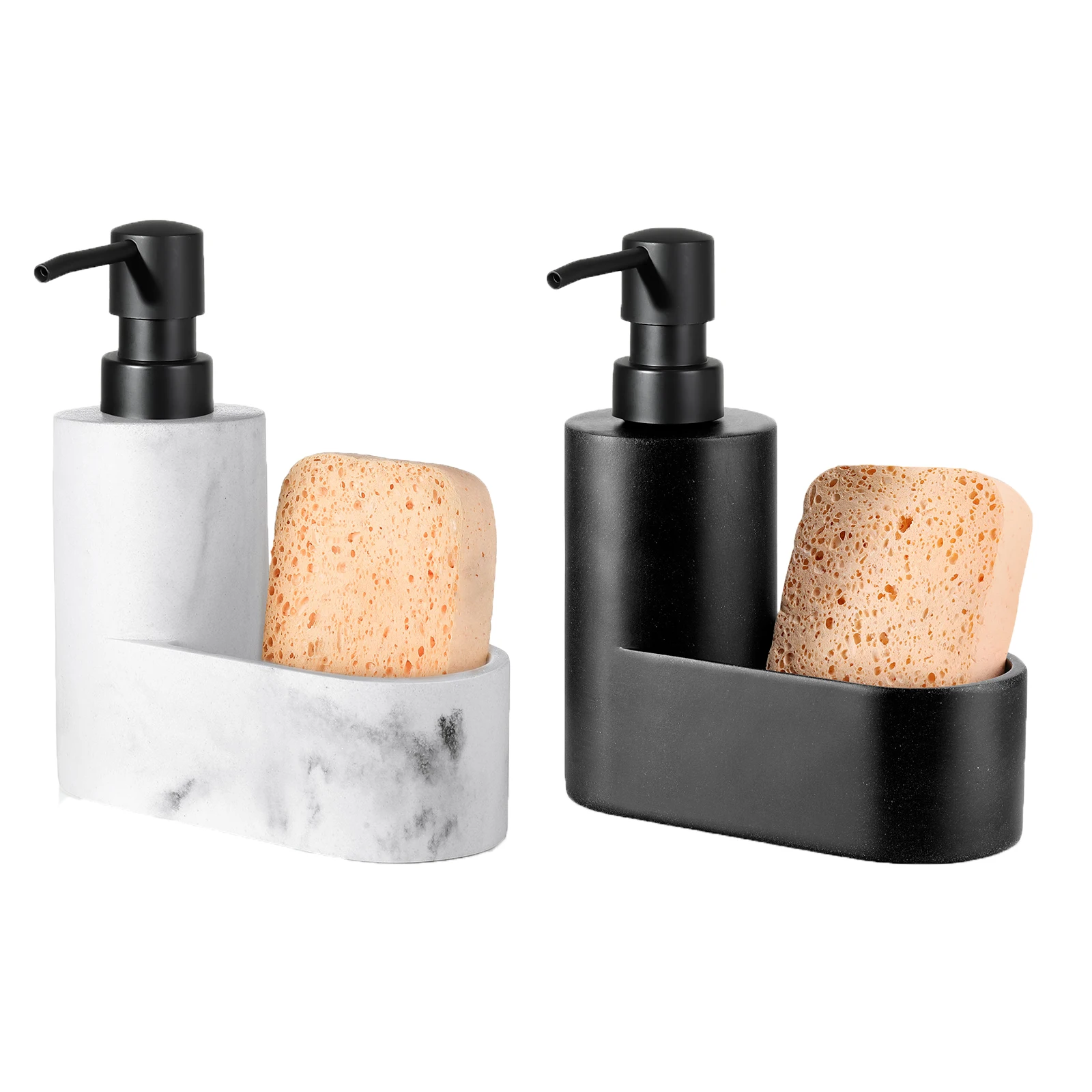 Dish Soap Dispenser with Sponge Holder 2-in-1 Countertop Accessories for Kitchen Sink Bathroom Refillable Dish Soap Dispenser