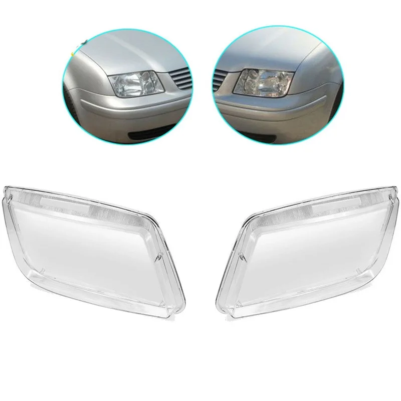 B29C-1Pair Front Headlight Lens Cover Lampshade Shell for VW Bora Jetta MK4 1999-2004 Car Head Light Lamp Glass Case Housing