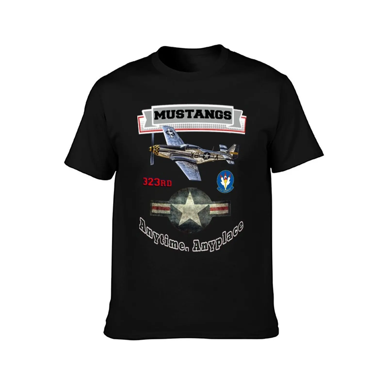 323rd TRS USAF Mustangs T-Shirt, Summer Casual Cotton Tee, Oversized Streetwear Tops, Vintage Graphic Print, Unisex Men Women
