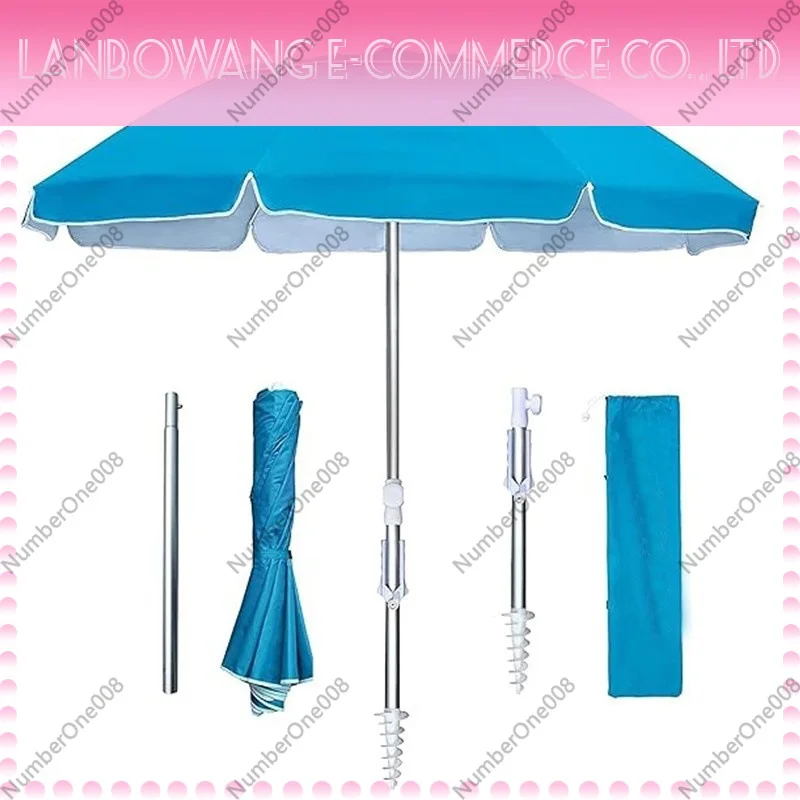 Folding Portable Travel Beach Umbrella With Three Section Telescopic Umbrella And Sand Anchor Turning Outdoor Sunshade Umbrella
