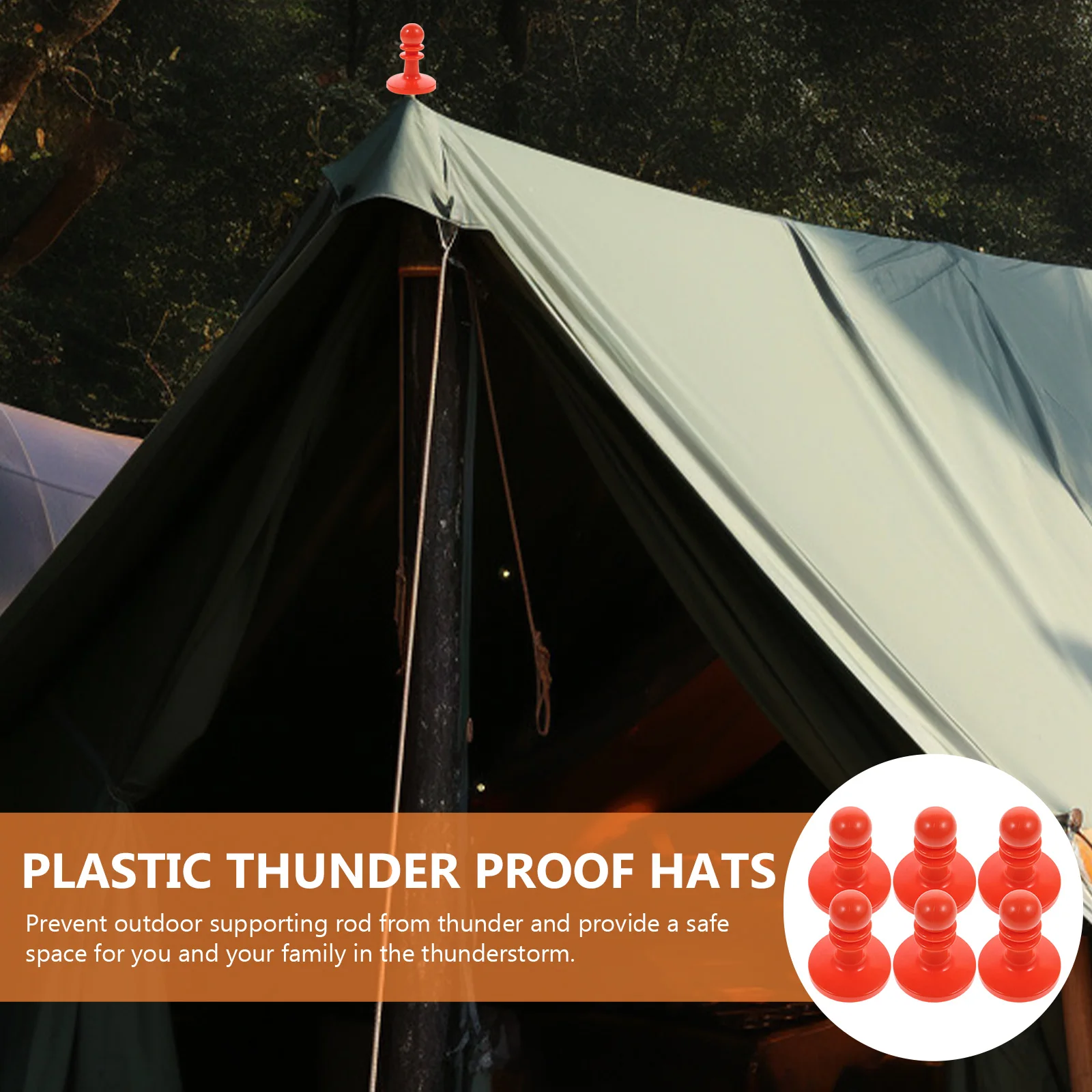 

Creative Thunder-Proof Hat for Tent Support Pole Durable Lightweight Outdoor Protective Cap Anti- Portable for Camping