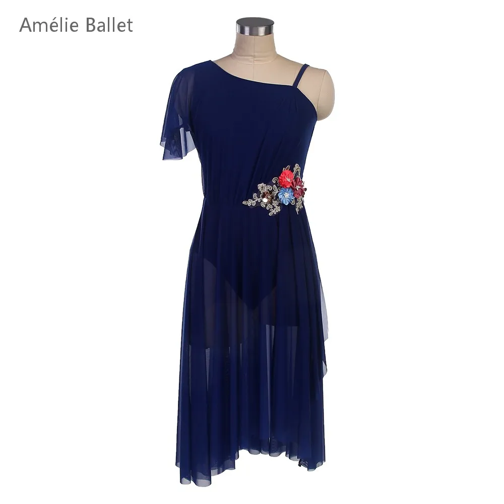 

25119 New Ballet Costume Navy Blue Spandex Bodice Ballet Dress Adult Girls Ballet & Lyrical & Contemporary Dance Costumes