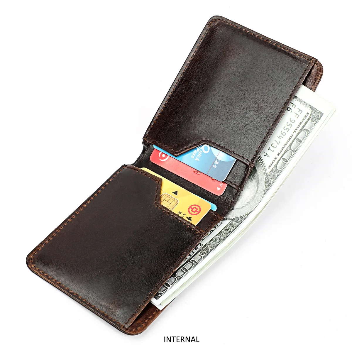 Rfid Blocking Genuine Leather Mens Wallet  Bifold Dollar Clips Designer Wallets Famous Brand Male Wallet Money Bags