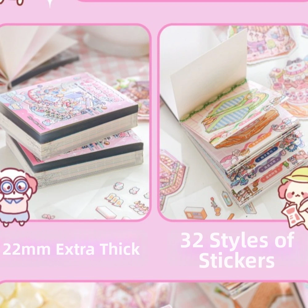 Immersive Mini Landscape Stickers Miniature Scene Decompression 3D Scene Stickers Scrapbooking Collage 3D Cartoon Stickers