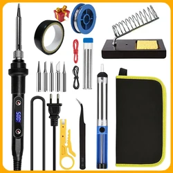 16-IN-1 Electric Soldering Iron 80W LCD Digital Display 180-500C Adjustable Replaceable Head Soldering Iron Tin Pen Welding Kit