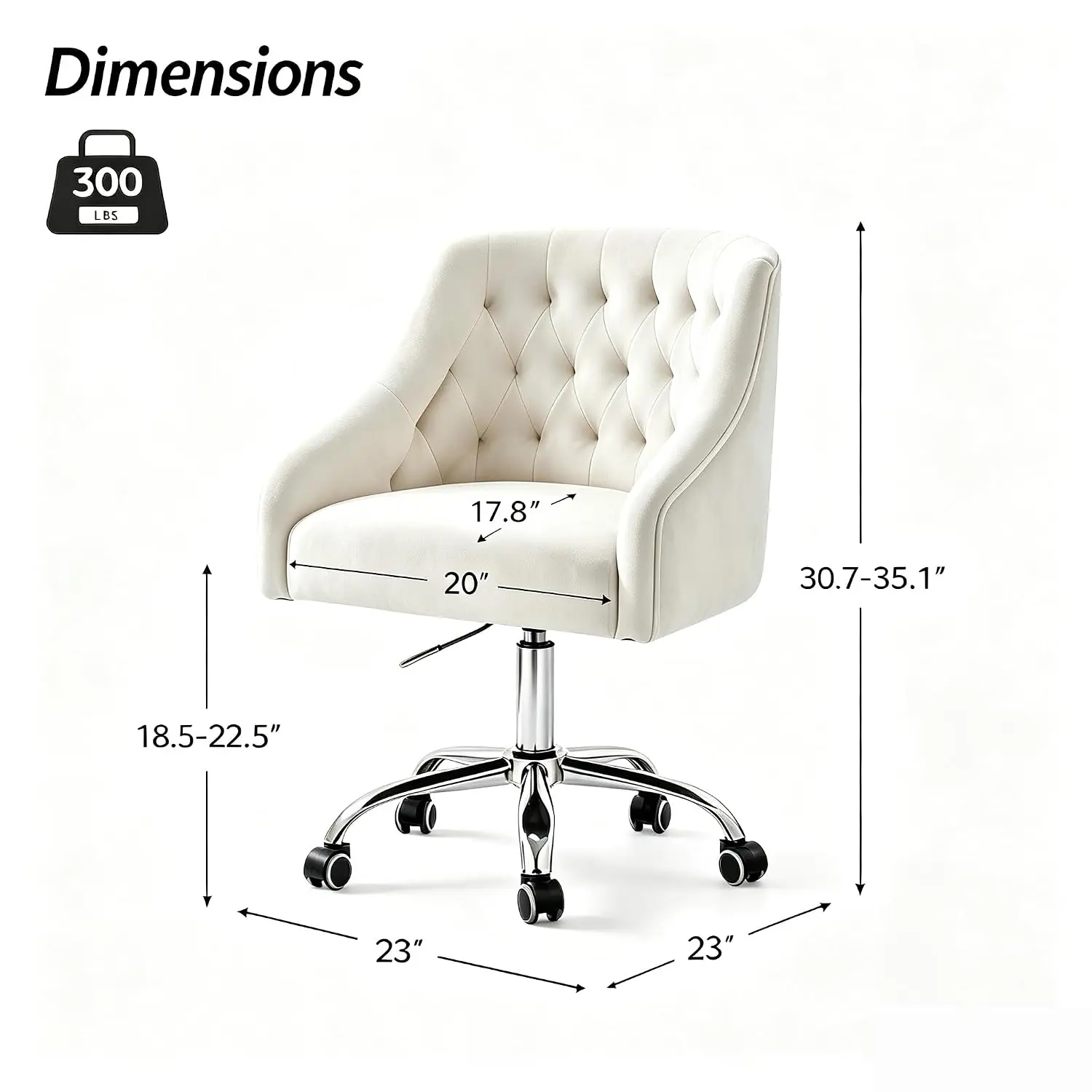 Velvet Office Swivel Chair, Vanity Chair, Fabric Desk Chair, Pretty Fancy , Silver Office for Girls, 360°Swivel Heigh