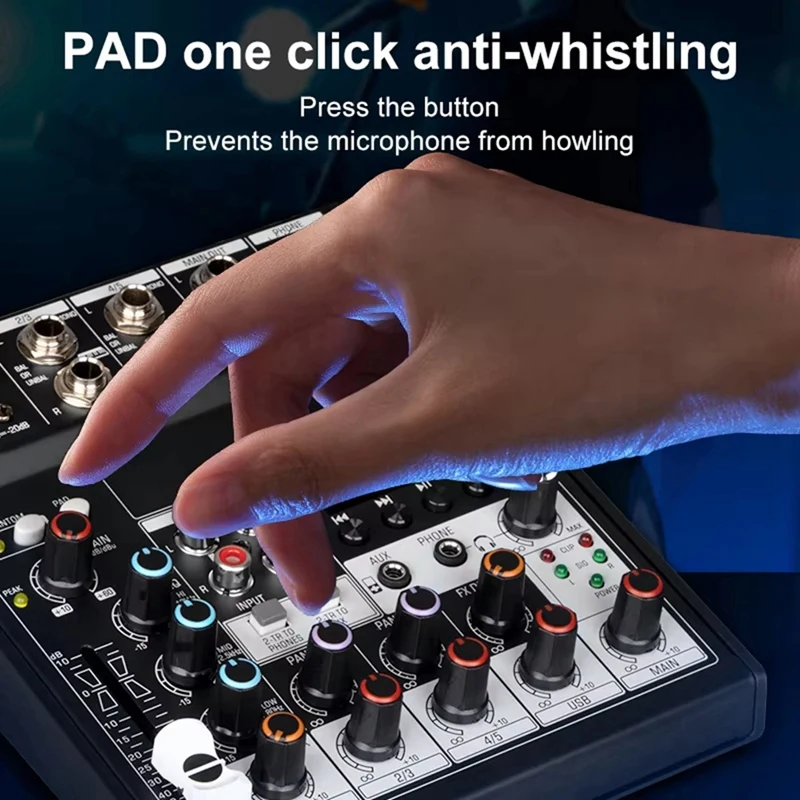 AIAI Portable Bluetooth Audio Mixer Console 5 Channels Soundcard USB Play Record Computer Playback Mini Audio Mixer Broadcast