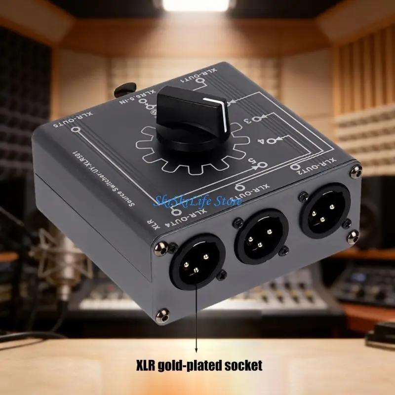 E65E XLR 6.5MM Bidirectional Sound Switcher With 5 Output Interfaces For Studio And Stage Applications Seamless Selection