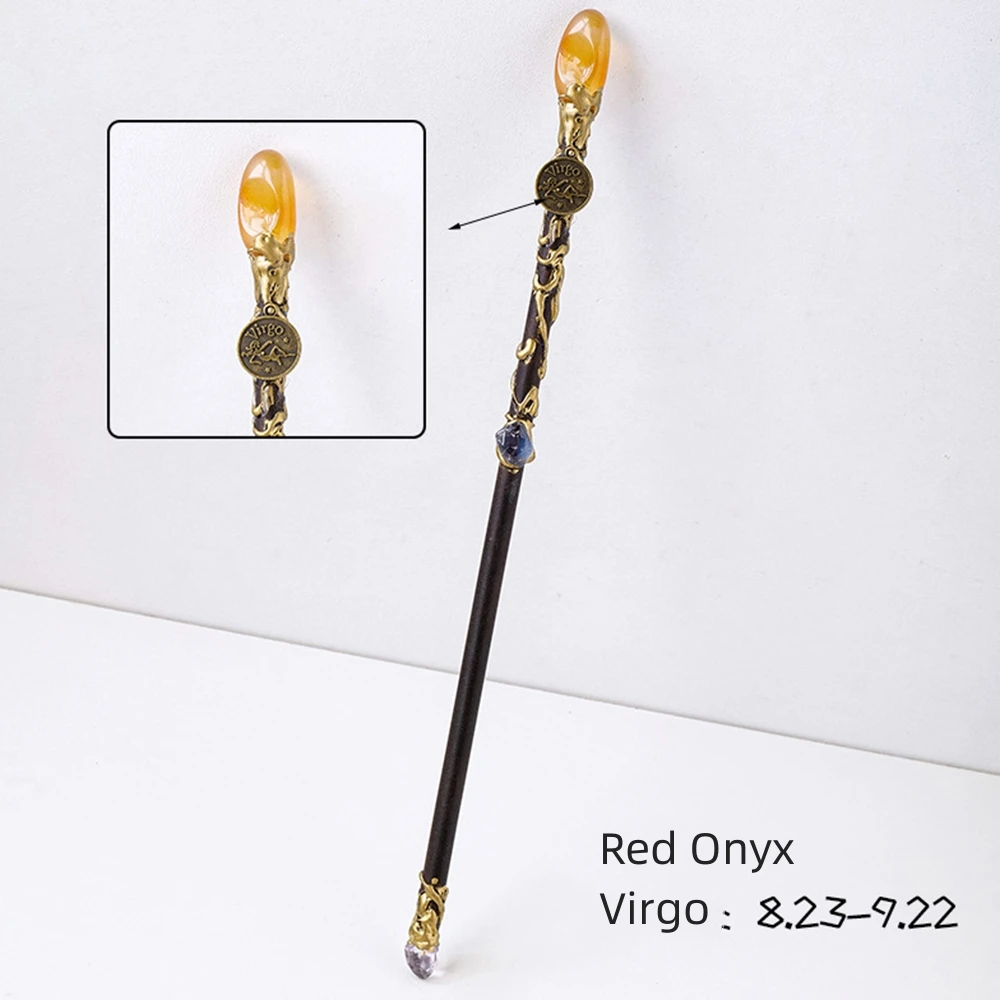 12 Constellations 32cm Natural Crystal Fairy Stick Quartz Gravel Double Head Magic Wand Scepter Lucky Props Handmade Jewelry