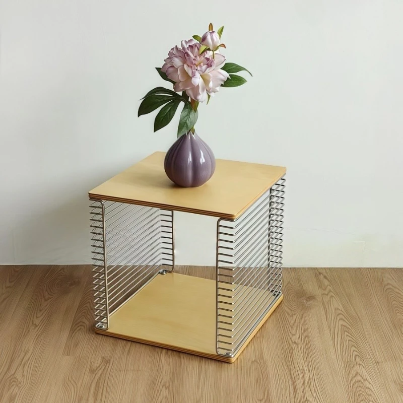 الشمال طاولة شاي الشمال خشبية الفولاذ المقاوم للصدأ طاولة القهوة الصغيرة القابلة للإزالة رف بسيط غرفة المعيشة المنزلي زخرفة الأثاث #3