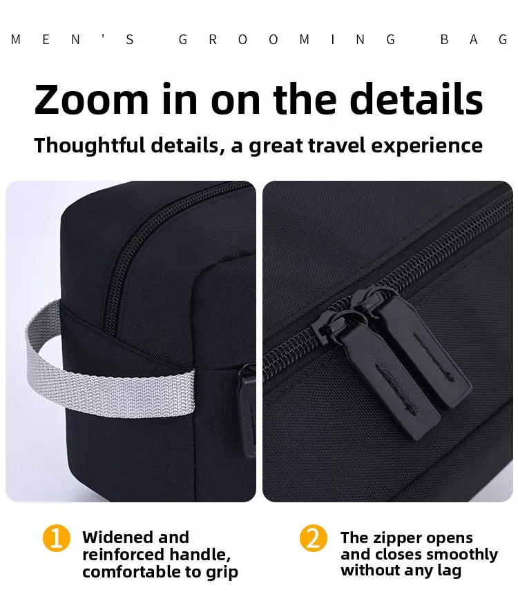 3-in-1 Reise-Toilettentasche für Herren, Oxford-Toilettentasche, wasserabweisende Rasierertasche, Kosmetiktasche, Make-up-Organizer – Detail 16