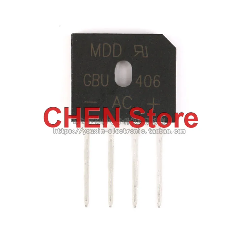 

10pcs GBU406 4A/600V flat bridge rectifier bridge stack glass passivation rectifier