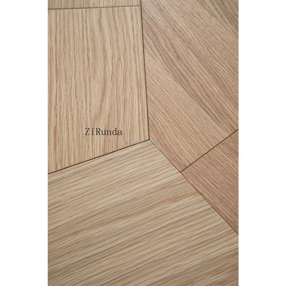 オーク材のカスタム版タングラム寄木細工、天然オイル仕上げの木製床