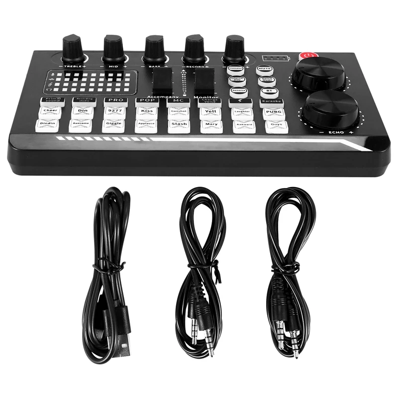 

Audio Mixer,Live Sound Card And Audio Interface With DJ Mixer Effects And Voice Changer,Podcast Production Studio