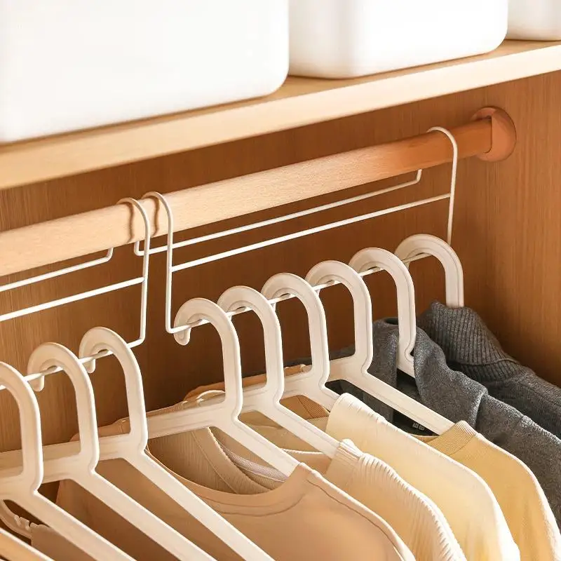 Space Saving Closet Hanger Organizer Metal Iron High Low Staggered Multi Function Wardrobe Clothes Hanger Rod Home