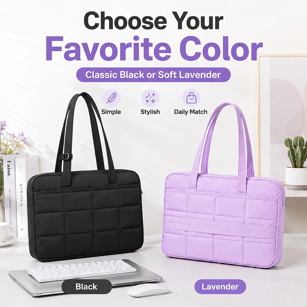 Laptop Tote Bag For 15.6Inch With Luggage Strap Lightweight Notebook Shoulder Bag Shockproof Plush Inner Lining Antidrop Handbag