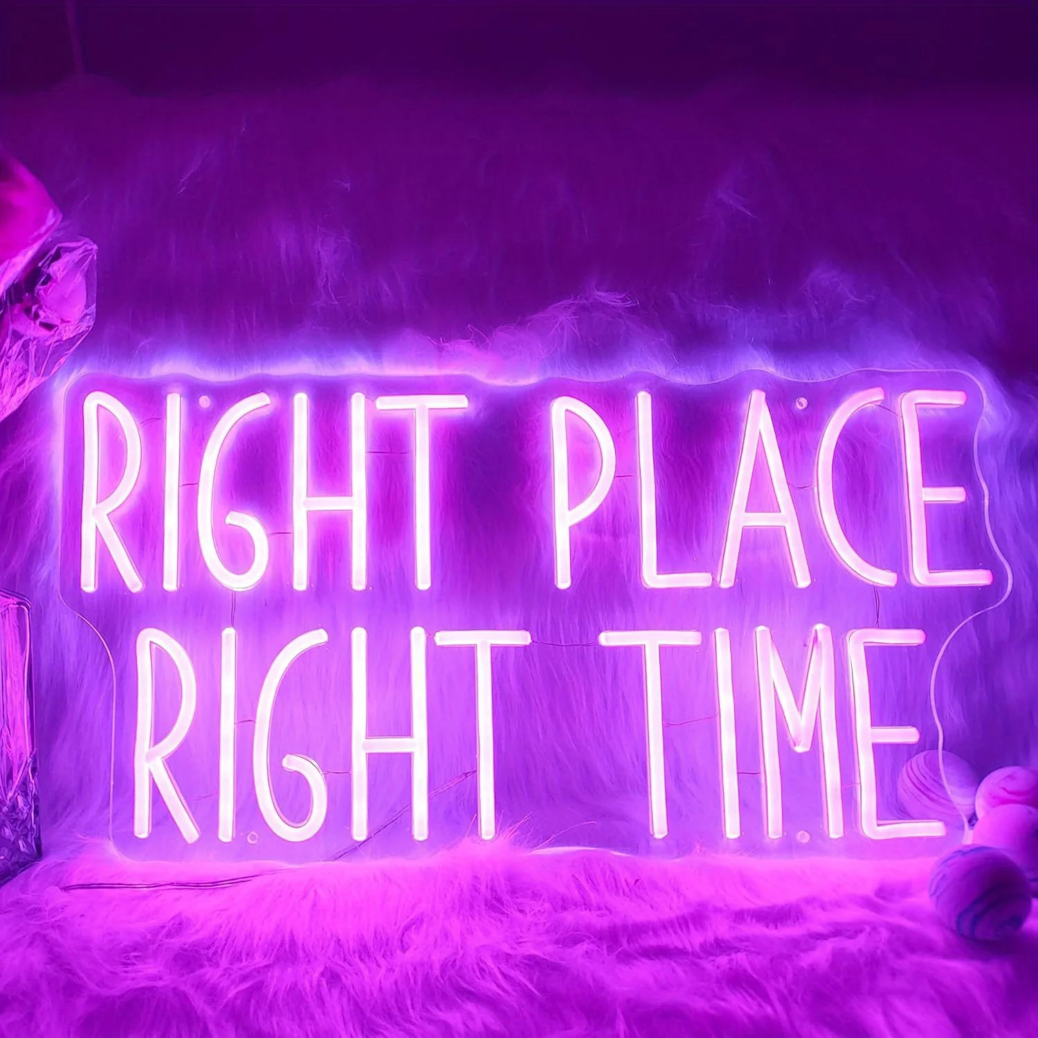 Right Place Right Time Neon Sign LED Light for Bar Decor USB Rechargeable Night Light Wall Art Sign for Party Anniversary Gift