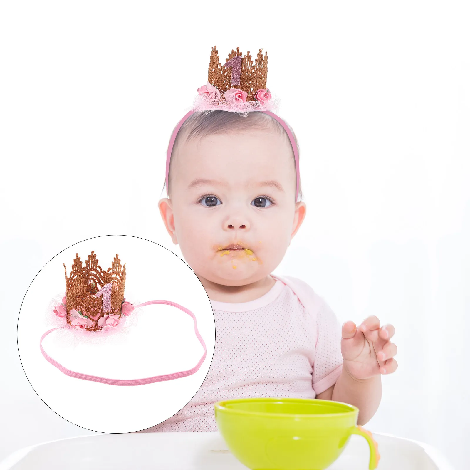 Kids Flower Crown Tiara Headband for Birthday Party – Adjustable Girls Hairband Gift