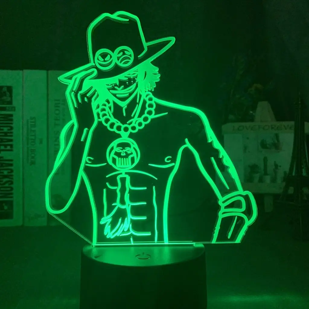 One Piece Ace Anime Cartoon Cute Acrylic Light-up Stand Figurine 2D Style Bedroom Atmosphere Night Light Desktop Decoration Gift view 6