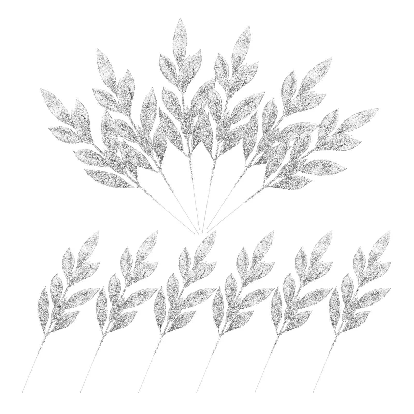 

12Pcs Glitter Artificial Leaves - Sparkling Christmas Plastic Leaf Stems for Xmas Wreaths, Present Boxes, Fall Decorations and