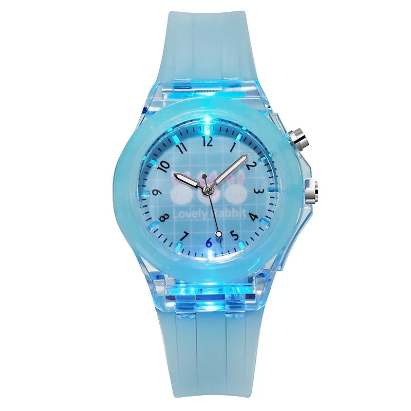 Cartoon Bunny colorato Silicone luminoso impermeabile orologio elettronico studenti maschi e femmine Silicone bambini Lumino