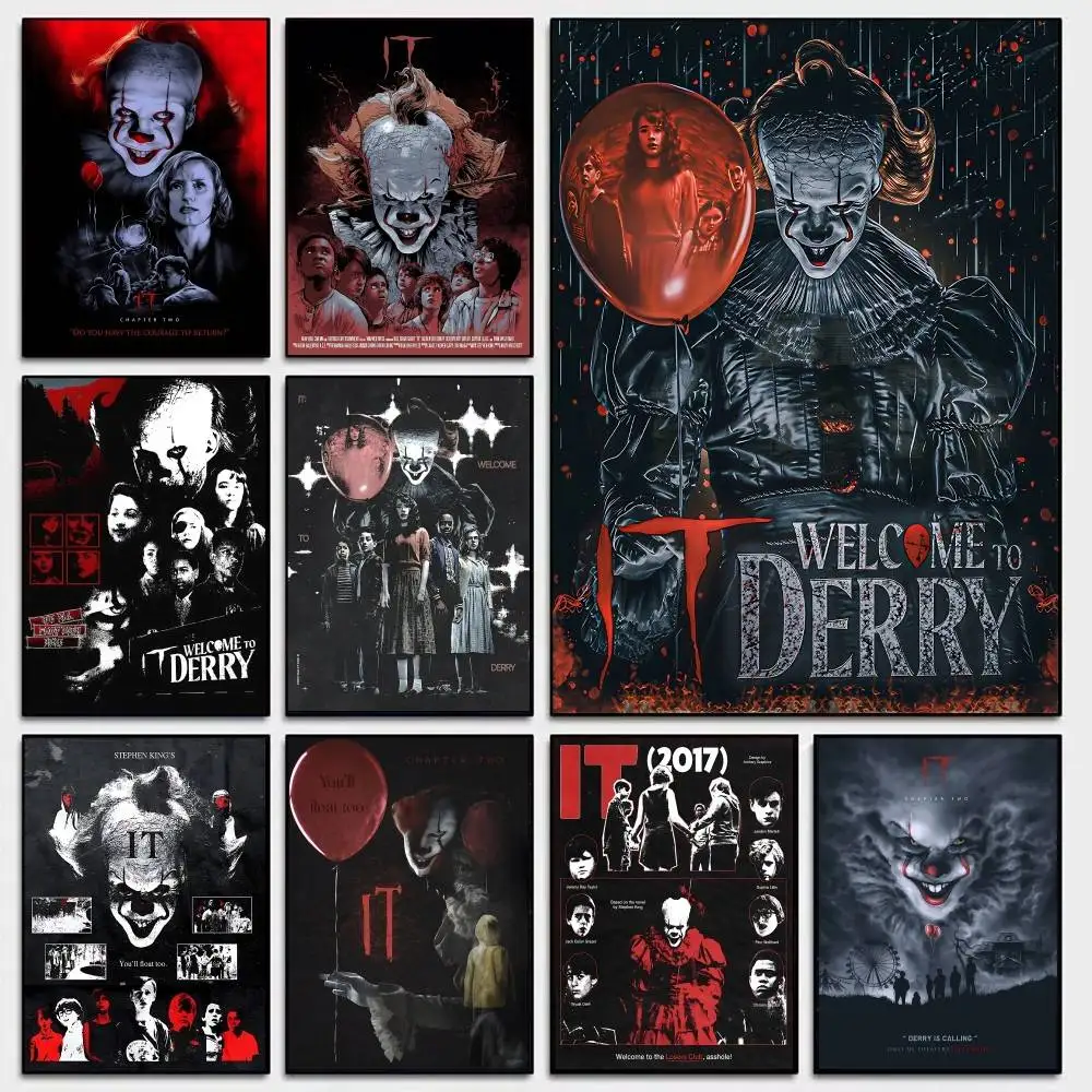 Movie I-It P-Pennywise Self-adhesive Art Poster Whitepaper Prints Posters Artwork Aesthetic Art Wall Painting