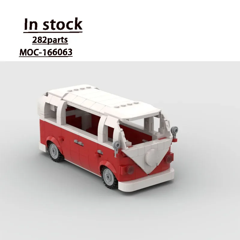 MOC-166063 Model Blok Bangunan Van Klasik Kota T1, 282 Buah, Mainan Blok Bangunan Ulang Tahun dan Natal untuk Anak Laki-laki dan Anak-anak