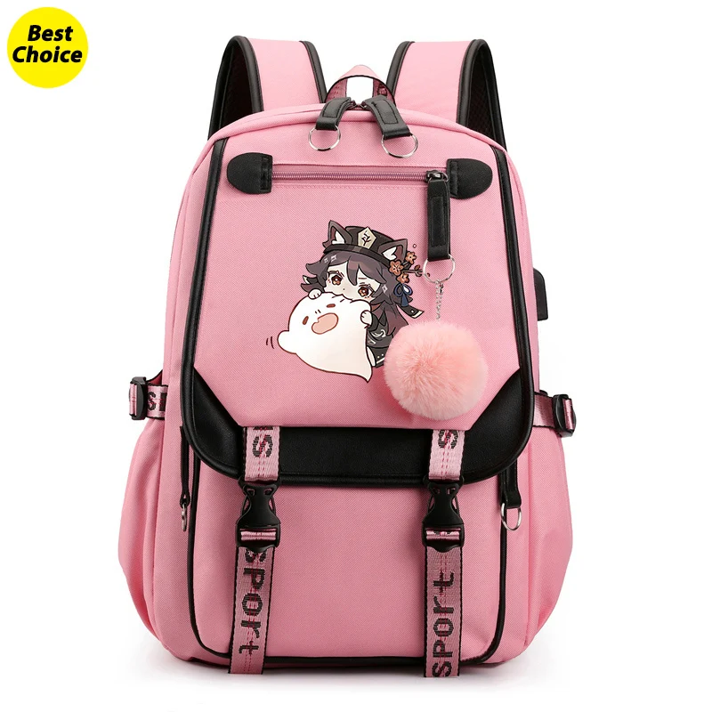 

Genshin Impact Print Backpack for Girls Kids Children Cute Student Schoolbags Bookbags Daypack Rucksack with USB Charging Port