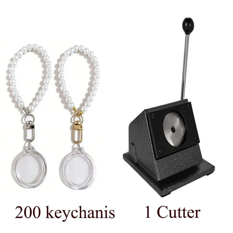 200 pcs imitation pearl wristband acrylic blank photo keychain with round cut mini photo frame can be inserted into the picture