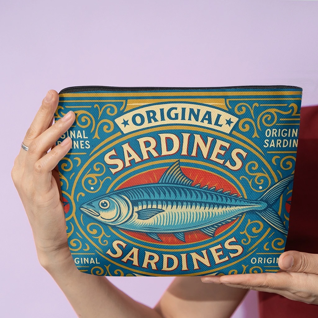 Cosmetic Bag 1pc, Original Sardine Can Packaging, Stylish Zippered Wallets, Work Snack Bags, Skincare Product Organizers
