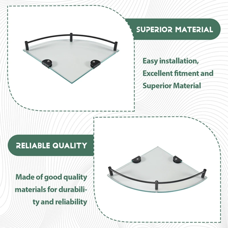 Bathroom Shelves, Bathroom Glass Corner Shelf Wall Mounted ,Tempered Glass Shelf for Storing Shower Gel/Soap-A-A55K