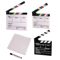 Acrylic Colorful Clapperboard Clapper Board Dry Erase Director Cut TV Movie Film Action Slate Clap Handmade Cut Prop