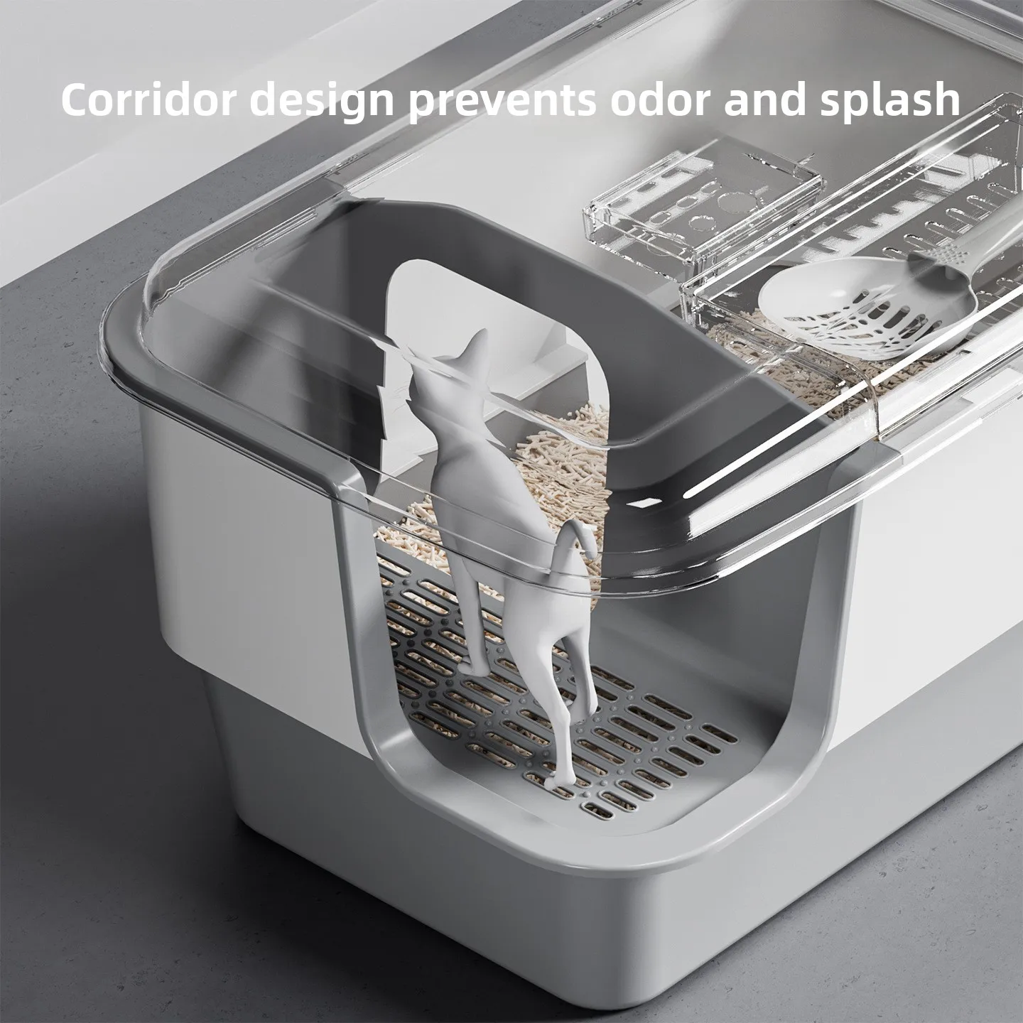 Corridor cat litter box oversized anti-take-out semi-closed cat toilet cat cleaning pet supplies