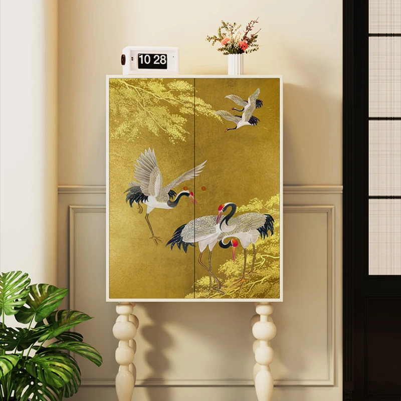 Chinese Style Golden Crane Living Room TV Side Aisle Curio Balcony Room