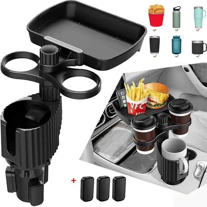 Car Cup Holder Expander Tray with Detachable Car Cup Holder Tray, Car Food Trays for Eating &Cup Holder Tray Table for Car 