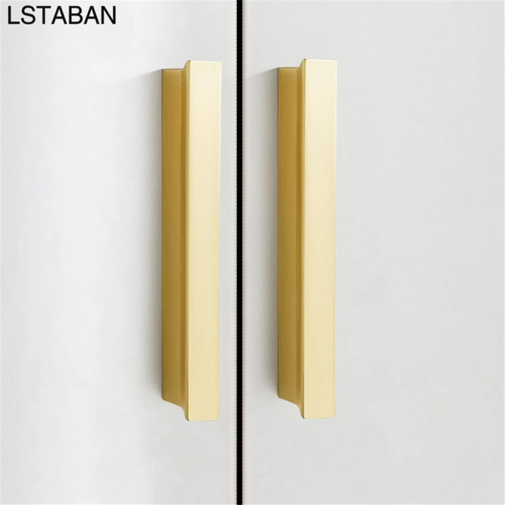 Zinc Alloy Kitchen Cabinet Long Handles Modern Gold Cupboard Cabinet Door Knob Furniture T Bar Handle Solid Hardware Drawer Pull