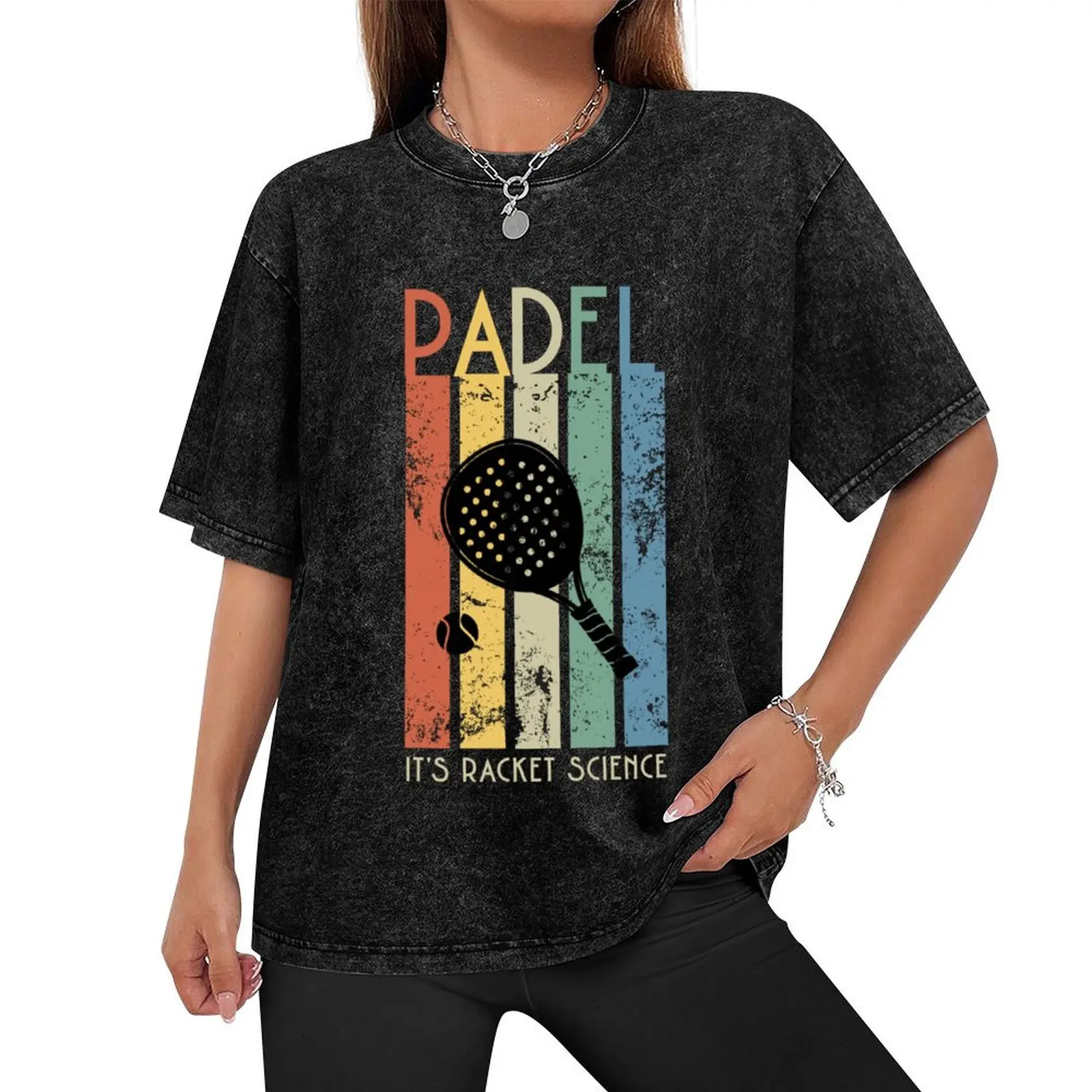 Padel is racket science retro color T-Shirt customizeds vintage anime shirt mens t shirts