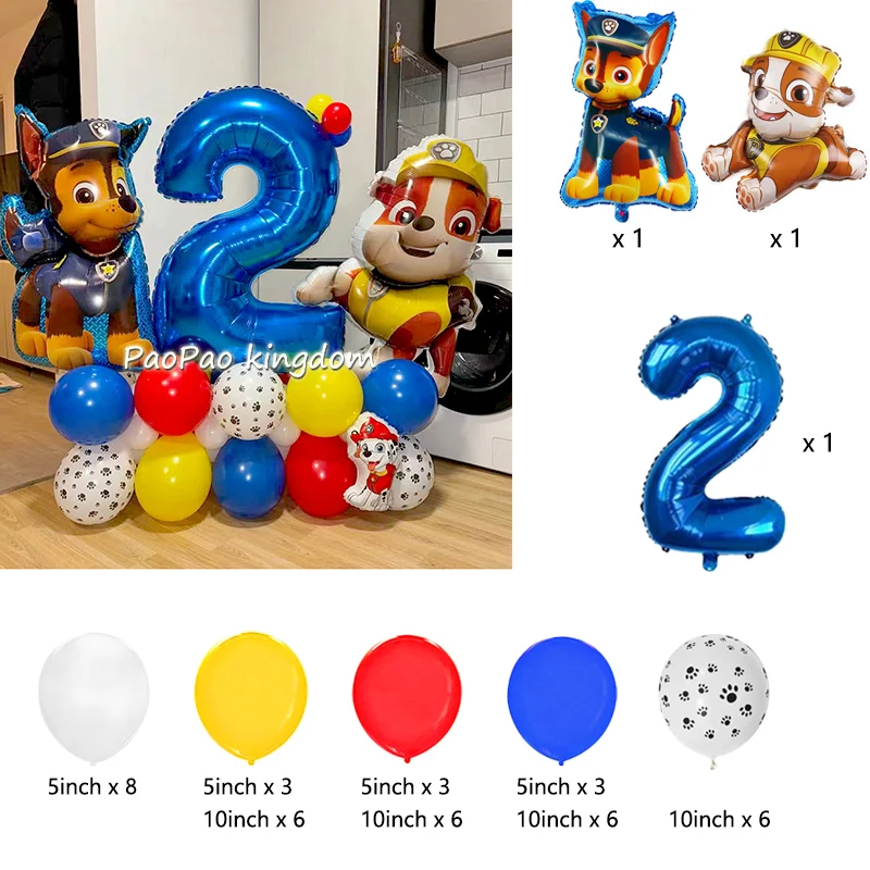 Cartoon Paw Patrol Aluminum Foil Balloons Set Number Birthday  for Kids Birthday Party Decoration Baby Shower Gifts Supplies