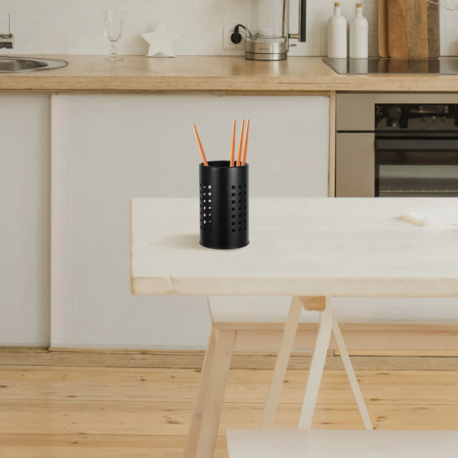 

Stainless Steel Chopstick Holder with Drainage Holes Large Capacity Utensil Organizer for Kitchen Countertop Silverware Storage