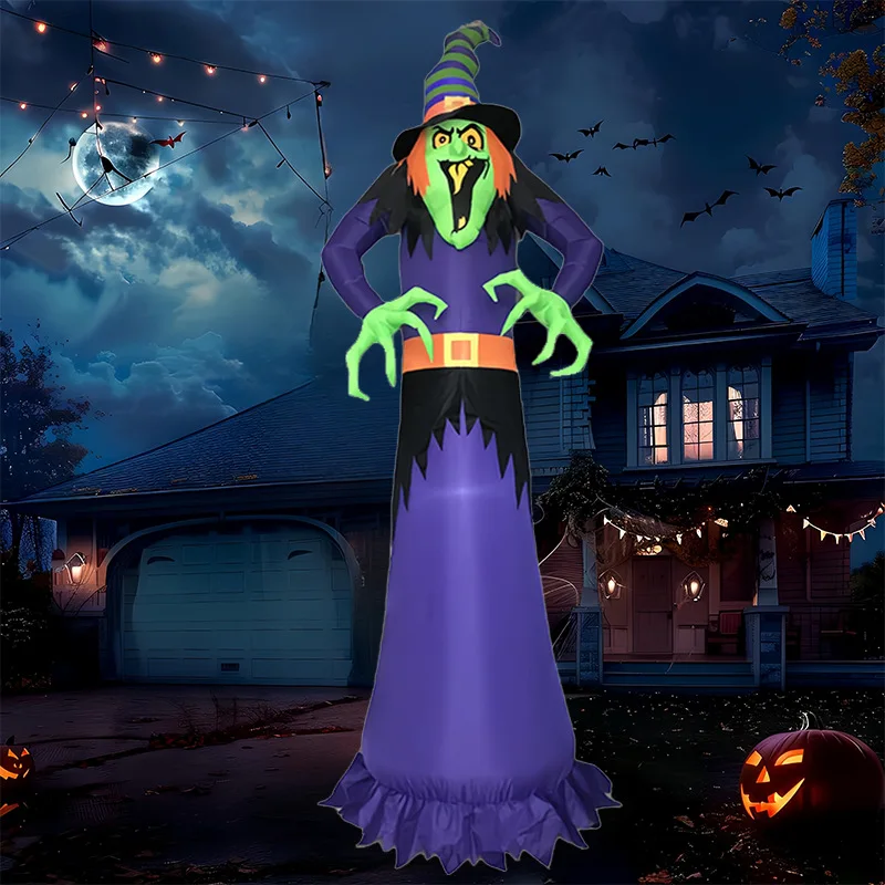 10FT Giant Halloween Inflatables Scary Standing Witch Decorations Outdoor for Lawn Garden Yard Decoration Horror House Props